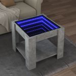 Măsuță de cafea cu LED, gri beton, 53x53x45 cm, lemn prelucrat GartenMobel Dekor