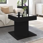 Măsuță de cafea cu LED, negru, 50x50x45 cm, lemn prelucrat GartenMobel Dekor