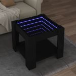 Măsuță de cafea cu LED, negru, 53x53x45 cm, lemn prelucrat GartenMobel Dekor