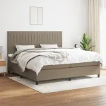 Pat box spring cu saltea, gri taupe, 200x200 cm, textil GartenMobel Dekor
