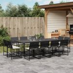 Set mobilier de grădină cu perne, 13 piese, negru, poliratan GartenMobel Dekor