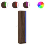 Dulap înalt cu LED stejar maro 41,5x32,5x200 cm lemn prelucrat GartenMobel Dekor