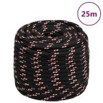 Frânghie de barcă, negru, 16 mm, 25 m, polipropilenă GartenMobel Dekor