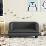 Canapea pentru copii, negru, 60x40x30 cm, piele ecologică GartenMobel Dekor