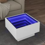 Măsuță de cafea cu LED, alb, 50x50x30 cm, lemn prelucrat GartenMobel Dekor