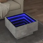 Măsuță de cafea cu LED, gri beton, 50x50x30 cm, lemn prelucrat GartenMobel Dekor