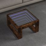 Măsuță de cafea cu LED infinity, stejar fumuriu, 50x53x30 cm GartenMobel Dekor