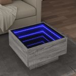 Măsuță de cafea cu LED sonoma gri 50x50x30cm lemn prelucrat GartenMobel Dekor
