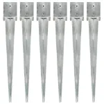 Țăruși de sol, 6 buc., argintiu, 12x12x89 cm, oțel galvanizat GartenMobel Dekor