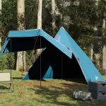 Cort de camping tipi pentru 5 persoane, albastru, impermeabil GartenMobel Dekor