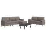 Set canapele cu taburet și perne, 3 piese, taupe, textil GartenMobel Dekor