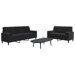 Set de canapele cu perne/rulouri, 2 piese, negru, catifea GartenMobel Dekor