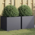 Jardiniere, 2 buc., antracit, 42x40x39 cm, oțel laminat la rece GartenMobel Dekor