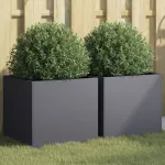 Jardiniere, 2 buc., antracit, 42x40x39 cm, oțel laminat la rece GartenMobel Dekor