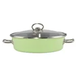 Tigaie Emailată Verde Elite 24 cm cu Capac de Sticlă Handy KitchenServ