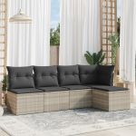 Set canapele de grădină cu perne, 5 piese gri deschis poliratan GartenMobel Dekor