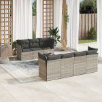Set mobilier de grădină cu perne, 8 piese gri deschis poliratan GartenMobel Dekor