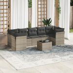 Set mobilier de grădină cu perne, 8 piese gri deschis poliratan GartenMobel Dekor