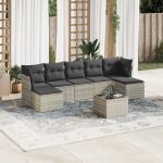 Set mobilier de grădină cu perne, 8 piese gri deschis poliratan GartenMobel Dekor