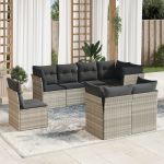 Set mobilier de grădină cu perne, 8 piese gri deschis poliratan GartenMobel Dekor