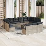 Set mobilier de grădină cu perne,14 piesegri deschis, poliratan GartenMobel Dekor