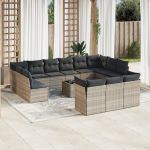 Set mobilier de grădină cu perne,14 piesegri deschis, poliratan GartenMobel Dekor