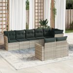 Set mobilier de grădină cu perne, 8 piese gri deschis poliratan GartenMobel Dekor