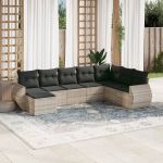 Set mobilier de grădină cu perne, 8 piese gri deschis poliratan GartenMobel Dekor