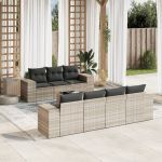 Set mobilier de grădină cu perne, 8 piese gri deschis poliratan GartenMobel Dekor