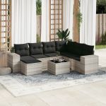 Set mobilier de grădină cu perne, 8 piese gri deschis poliratan GartenMobel Dekor