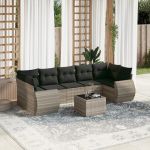 Set mobilier de grădină cu perne, 8 piese gri deschis poliratan GartenMobel Dekor