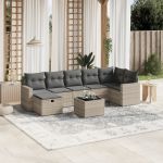 Set mobilier de grădină cu perne, 8 piese gri deschis poliratan GartenMobel Dekor