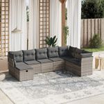 Set mobilier de grădină cu perne, 8 piese gri deschis poliratan GartenMobel Dekor