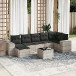 Set mobilier de grădină cu perne, 8 piese gri deschis poliratan GartenMobel Dekor