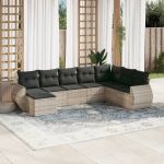 Set mobilier de grădină cu perne, 8 piese gri deschis poliratan GartenMobel Dekor