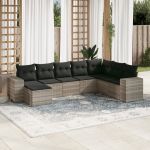 Set mobilier de grădină cu perne, 8 piese gri deschis poliratan GartenMobel Dekor