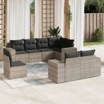 Set mobilier de grădină cu perne, 8 piese gri deschis poliratan GartenMobel Dekor