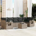 Set mobilier de grădină cu perne, 8 piese gri deschis poliratan GartenMobel Dekor