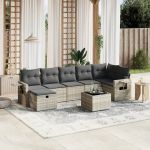 Set mobilier de grădină cu perne, 8 piese gri deschis poliratan GartenMobel Dekor