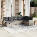 Set mobilier de grădină cu perne, 8 piese gri deschis poliratan GartenMobel Dekor