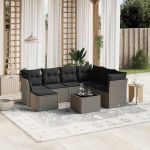Set mobilier de grădină cu perne, 8 piese gri deschis poliratan GartenMobel Dekor