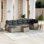 Set mobilier de grădină cu perne, 8 piese gri deschis poliratan GartenMobel Dekor