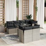 Set mobilier de grădină cu perne, 8 piese gri deschis poliratan GartenMobel Dekor