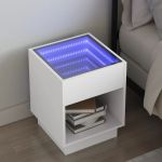 Noptieră cu LED infinity, alb, 40x40x50 cm GartenMobel Dekor