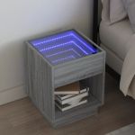 Noptieră cu LED infinity, gri sonoma, 40x40x50 cm GartenMobel Dekor
