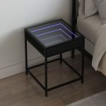 Noptieră cu LED infinity, negru, 40x40x51 cm GartenMobel Dekor