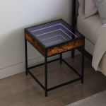 Noptieră cu LED infinity, stejar fumuriu, 40x40x51 cm GartenMobel Dekor