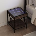 Noptieră cu LED infinity, stejar maro, 40x40x49 cm GartenMobel Dekor