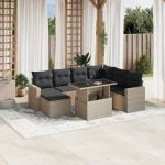 Set mobilier de grădină cu perne, 8 piese gri deschis poliratan GartenMobel Dekor