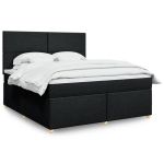 Pat box spring cu saltea, negru, 180x200 cm, catifea GartenMobel Dekor